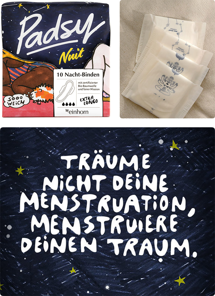 Einhorn Padsy Nuit (10 serviettes hygiéniques bio)