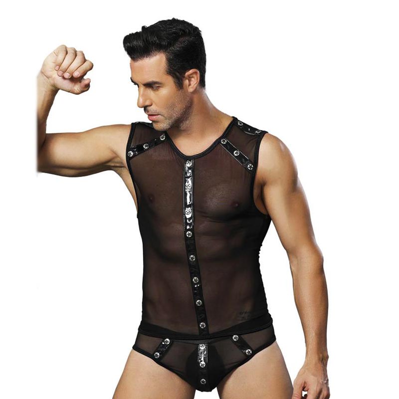 Saresia Roleplay Body | Ensemble homme avec top et slip en résille Saresia Roleplay Body | Ensemble homme avec top et slip en résille
