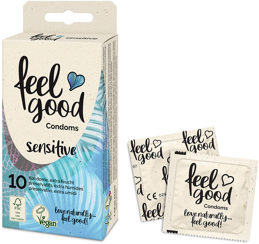 Feelgood Condoms Sensitive Preservativo Extra lubrificati (10 preservativi)