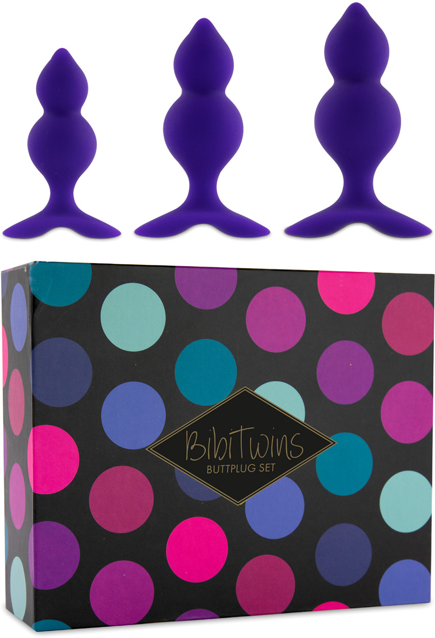 FeelzToys Bibi Twins Buttplug Set - Purple (3 butt plugs)