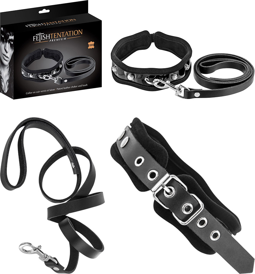 Fetish Tentation Premium Collar & leash in leather