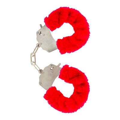 Handschellen aus Metall mit rotem Fell