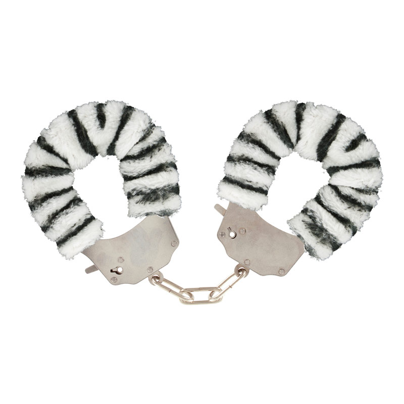 Handschellen mit Fell - Zebra