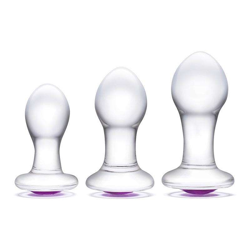Gls Bling Bling | Set di 3 plug anali in vetro con strass viola Gls Bling Bling | Set di 3 plug anali in vetro con strass viola