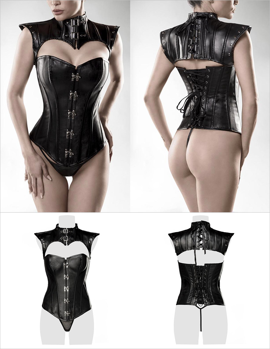 Grey Velvet 15307 Korsett und Schulterpolster - Schwarz
