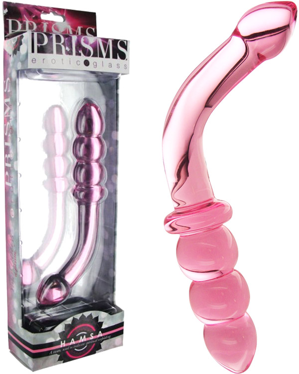 Dildo en verre Prisms Hamsa point G & prostate - Rose