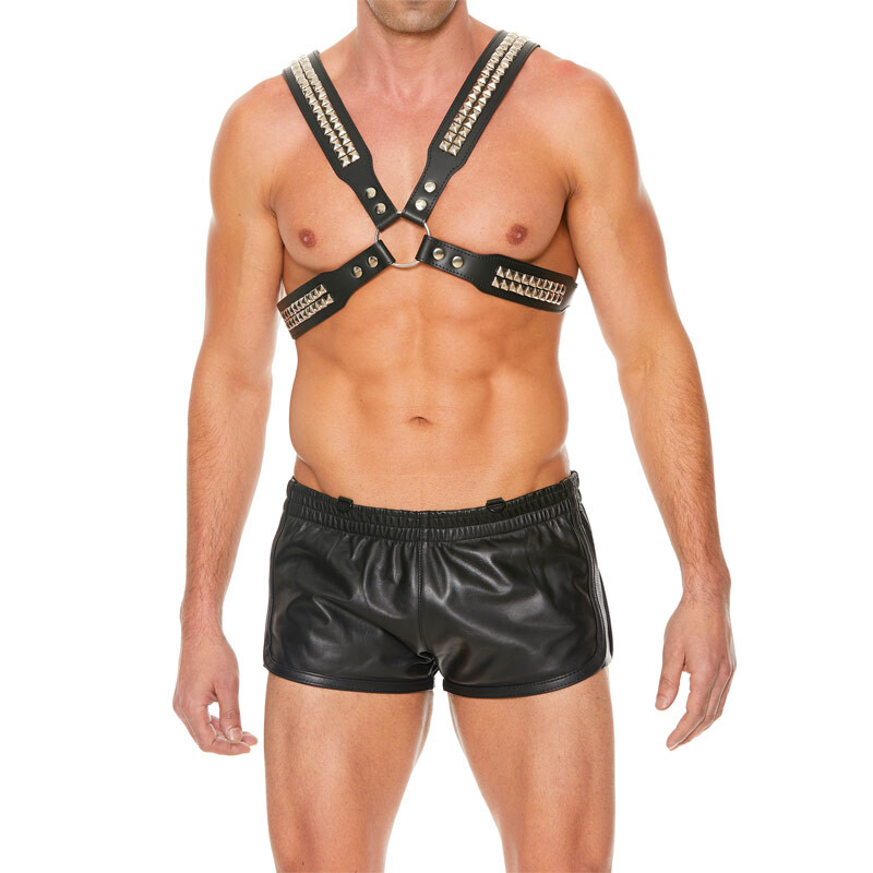 Real Black Leather Full Body Men Harness – BDSM Leather Men