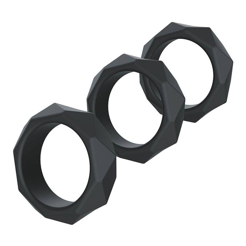Hidden Desire Extreme | Set mit 3 Penisringen aus Silikon | Schwarz Hidden Desire Extreme | Set mit 3 Penisringen aus Silikon | Schwarz