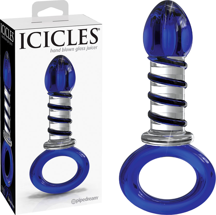 Plug anal en verre Icicles No. 81 - Bleu & transparent