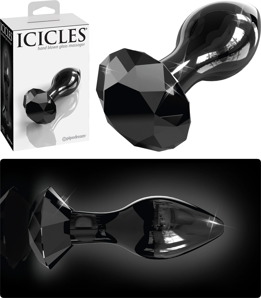 Plug anal en verre Icicles No. 78 - Noir