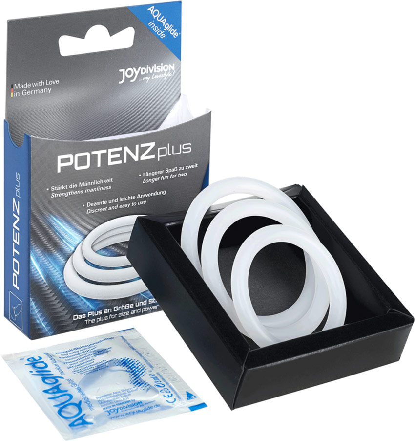 Anelli per pene in silicone JoyDivision POTENZplus (3 pezzi) - Trasparente