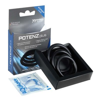 JoyDivision POTENZplus | Set mit 3 Penisringen aus schwarzem Silikon