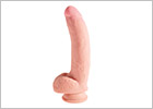 Dildo réaliste King Cock Plus 3D avec testicules - 18.5 cm - Beige