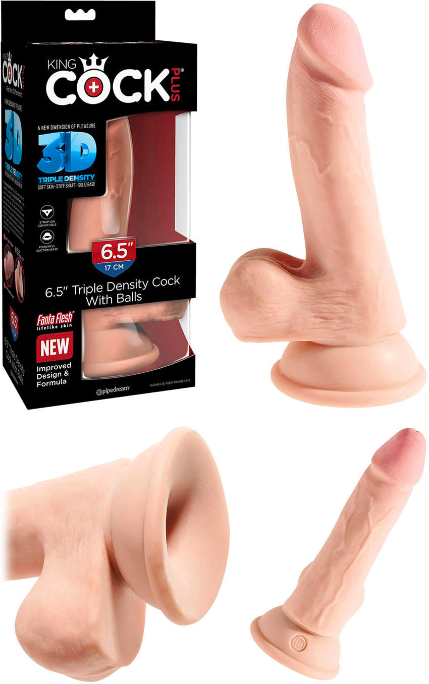 King Cock Plus 3D realistic dildo with testicles - 15 cm - Beige