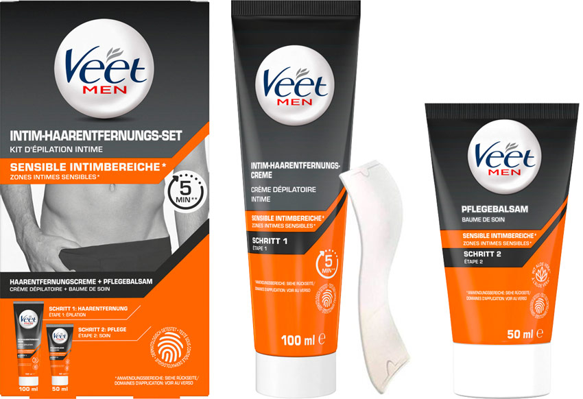 Veet for Men depilatory cream and balm kit