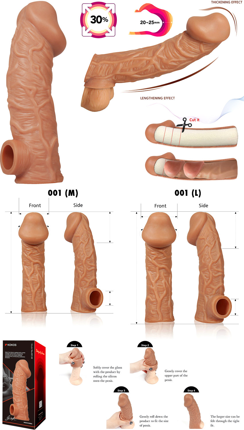 Guaina realistica e per l'ingrandimento del pene Kokos 001 (M)