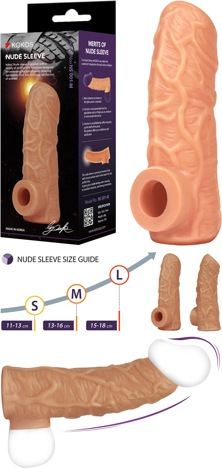 Kokos Nude Sleeve 001 realistic and enlarging penis sleeve (S)