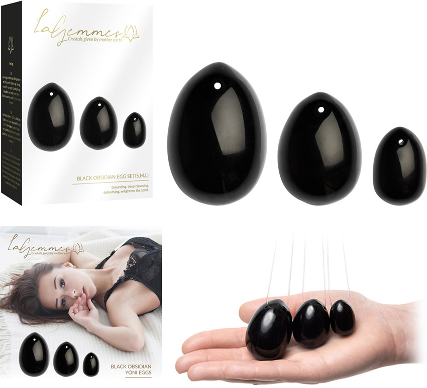 La Gemmes Eier von Yoni aus Stein - Black Obsidian
