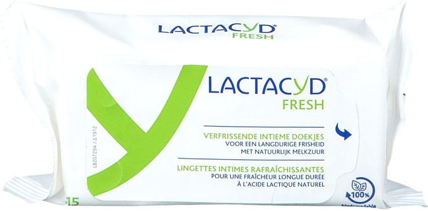 Lingettes intimes nettoyantes Lactacyd Fresh (15 lingettes)