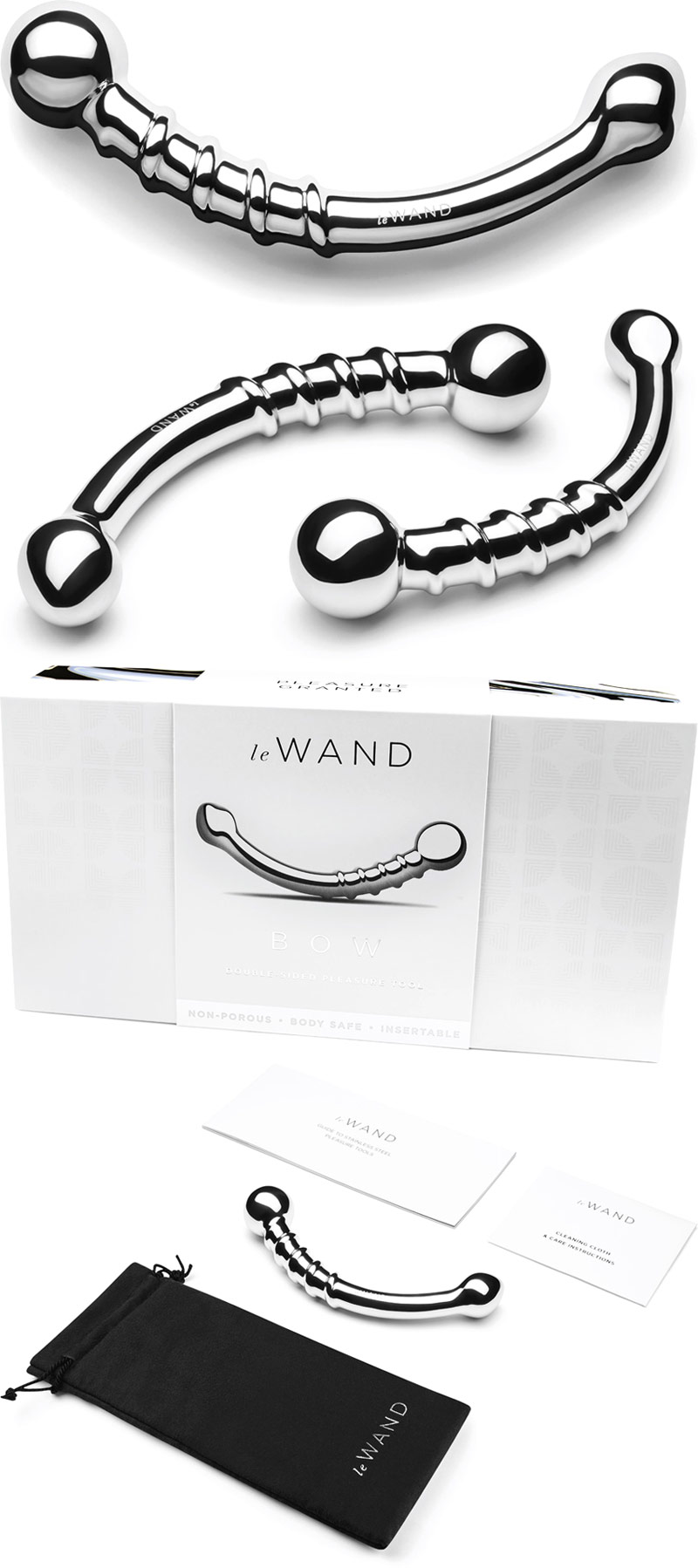 Le Wand Bow G/P-spot dildo in stainless steel