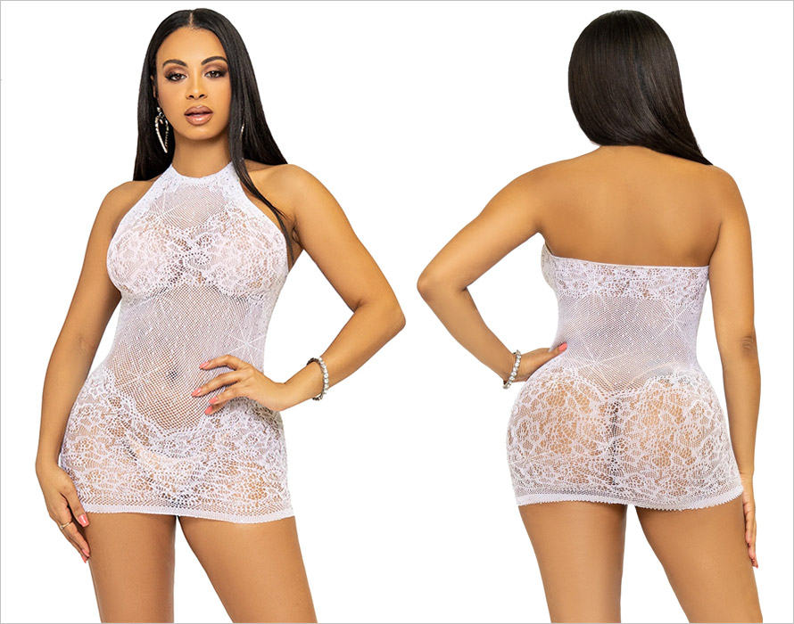 Leg Avenue Mini Robe One In A Million Rhinestone 86134 - Blanc
