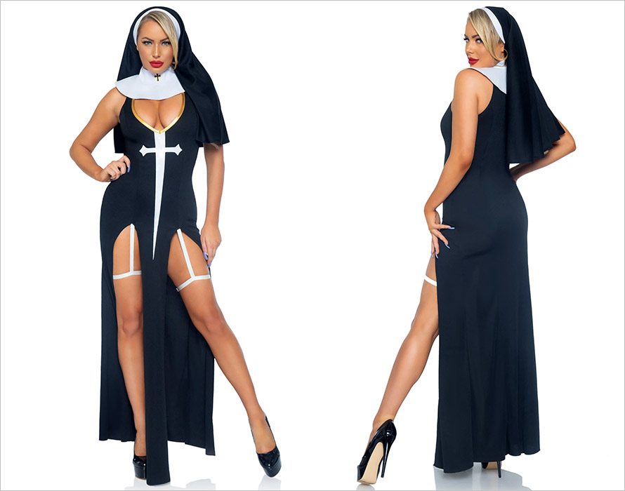 Leg Avenue Sultry Sinner nun costume - Black & White (S)
