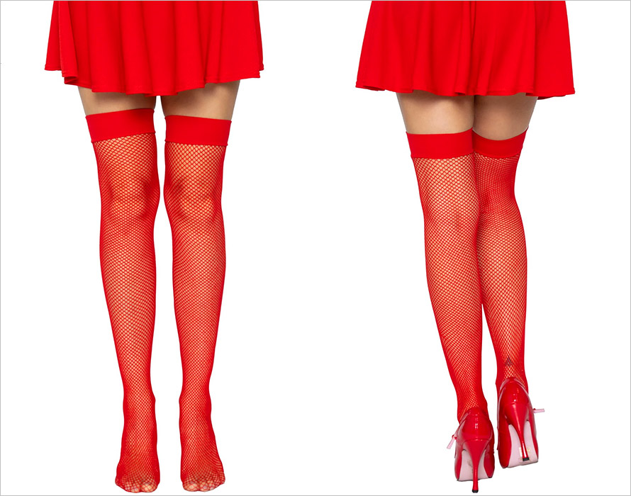 Leg Avenue 9011 fishnet stockings - Red (S/L)