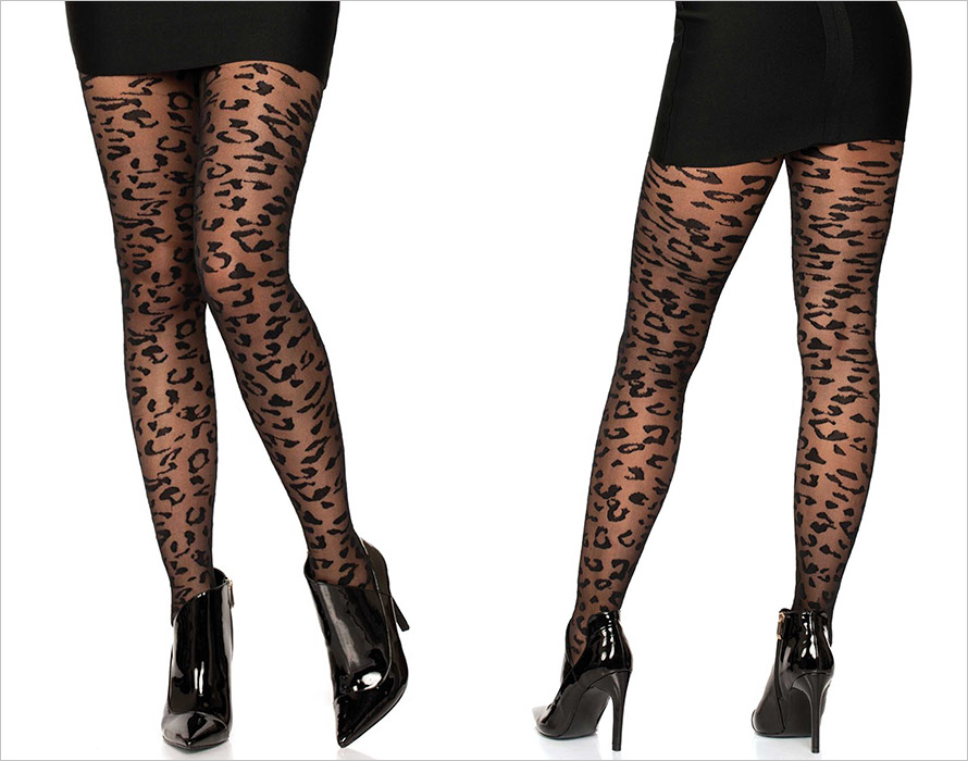 Leg Avenue Cheetah Feinstrumpfhose - Schwarz