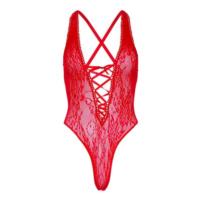 Leg Avenue Floral Lace |&nbsp;Body en dentelle florale avec laçage