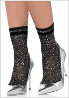 Leg Avenue Shiny Lurex Socks - Black & silver (S/L)