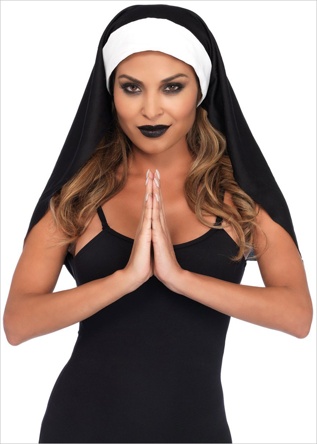 Leg Avenue Nun's Headdress Costume - Black & white