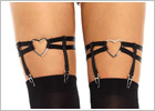 Leg Avenue Hearts suspenders - Black & silver (S/L)