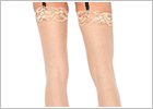 Leg Avenue Sheer Lace Top Backseam Stockings - Beige (S/M)
