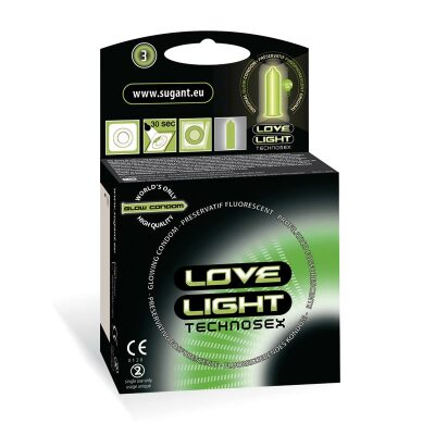 Love Light Technosex | Packung mit 3 phosphoreszierenden Kondomen