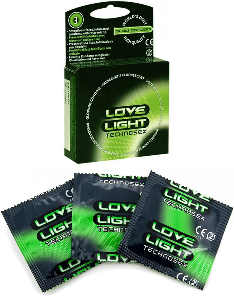 Love Light Technosex (3 Glow in the Dark Condoms)