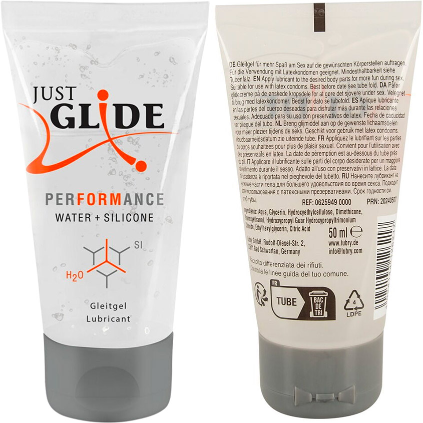 Lubrifiant Just Glide Performance - 50 ml (à base d'eau et de silicone)