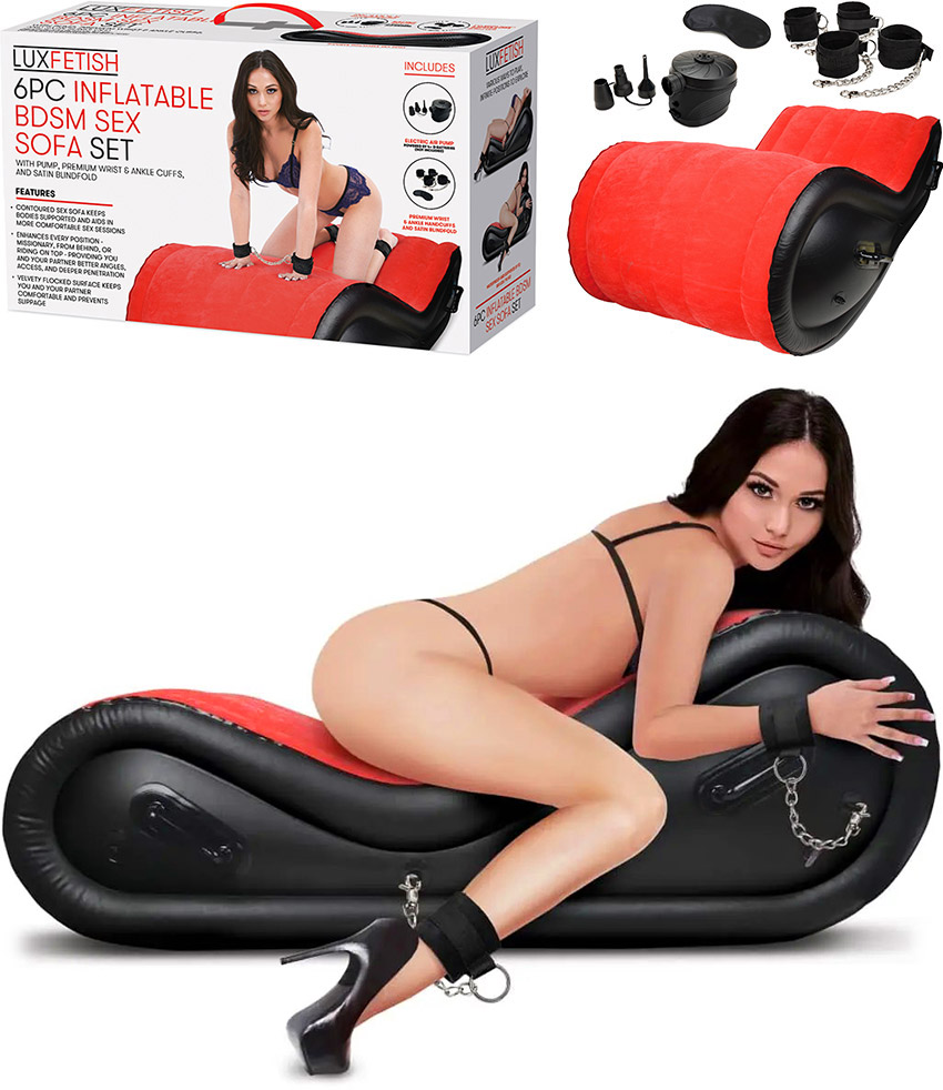 Erotic inflatable couch with BDSM Lux Fetish set - 6 pieces