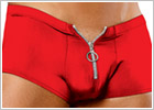 Male Power Zipper Short boxers - Red (S/M)