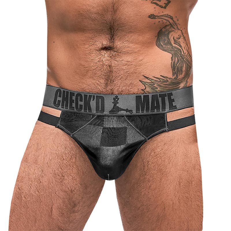 Male Power Check'd Mate String - Schwarz & Grey (S/M)