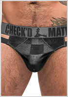Male Power Check'd Mate Thong - Black & grey (S/M)