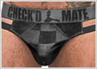 Male Power Check'd Mate Thong - Black & grey (L/XL)