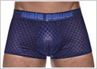 Male Power Diamond Mesh Boxers - Blue (XL)