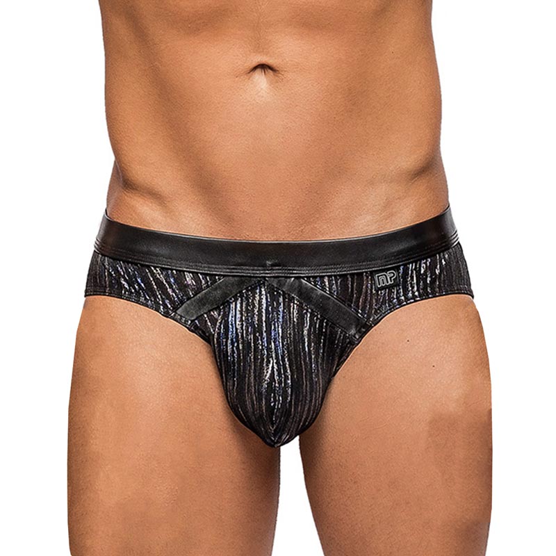 Male Power Dazzle Slip - Schwarz & Silber (XL)