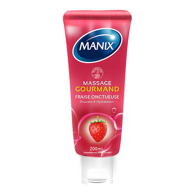 Manix Gourmand | Essbares Massagegel | Cremige Erdbeere