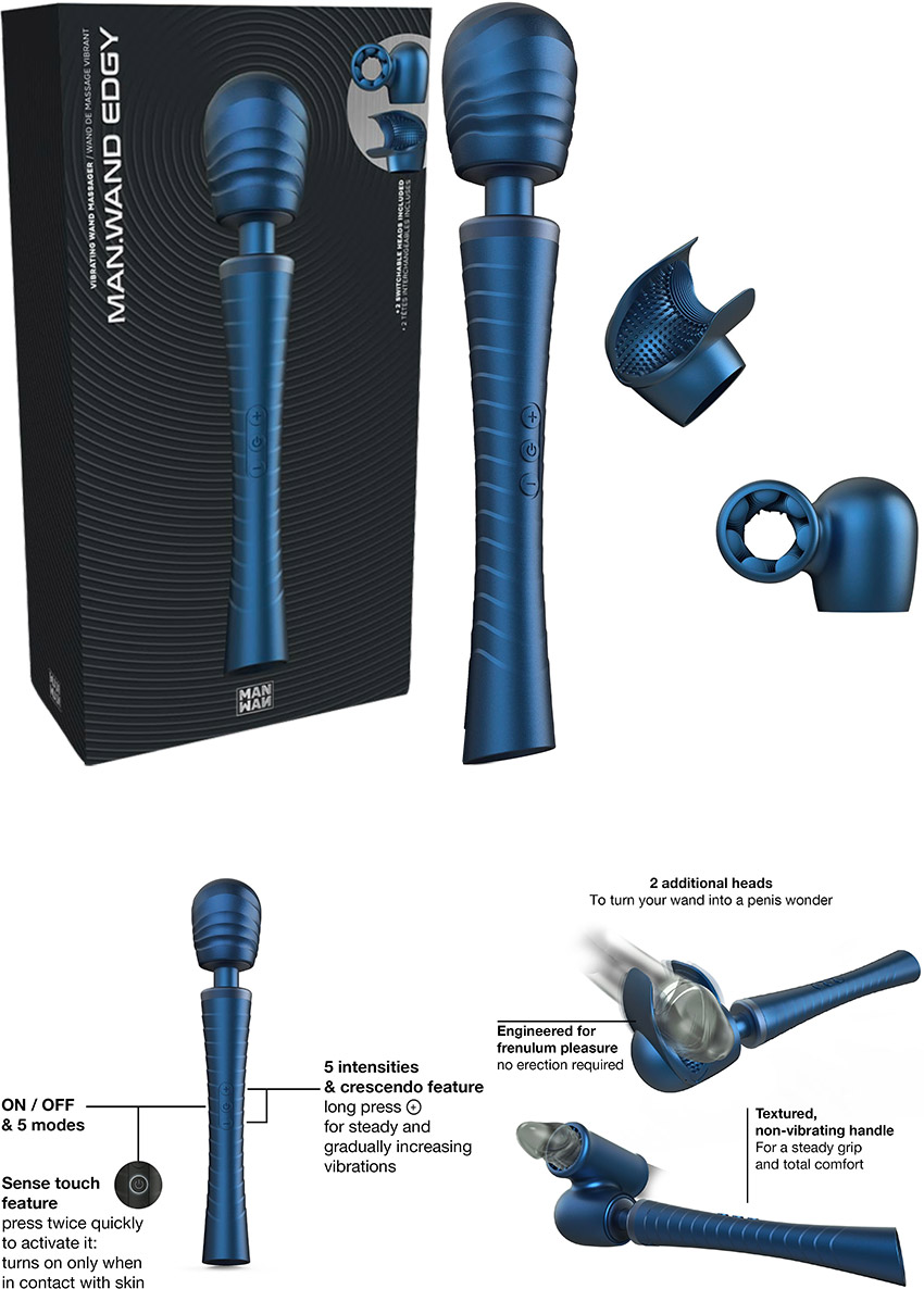 Baguette vibrante MAN.WAND EDGY - Bleu étoilé