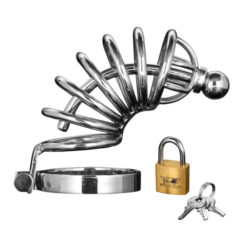 Cage de chasteté en acier Master Series Asylum 6 (M/L)