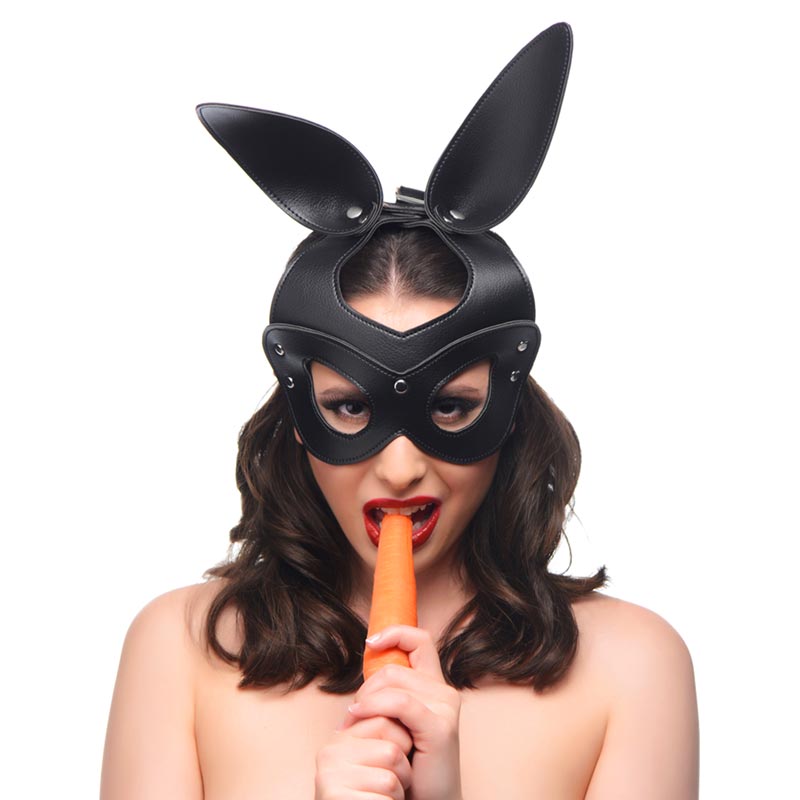 Bunny Mask Maschera Orecchie da Coniglio Bondage BDSM Nero