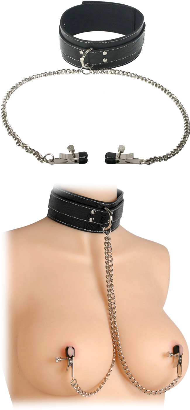 BONDAGE COLLIER SEXE BDSM PINCES TéTONS SEINS SM COLLAR NIPPLES CLAMP