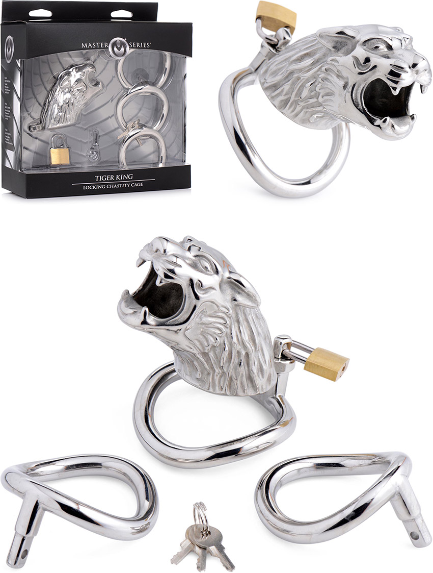 Master Series Tiger King Chastity Cage in steel