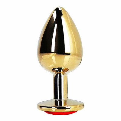 Ouch! Metal Butt Plug | Gold Plug mit Herz in rotem Kristall | Large Ouch! Metal Butt Plug | Gold Plug mit Herz in rotem Kristall | Large